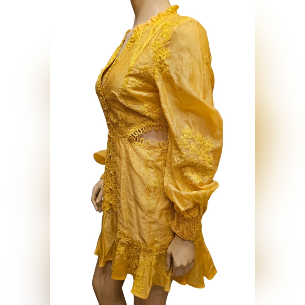 L'ATISTE Short Button Dress Color Yellow Size Medium - Picture 3 of 12